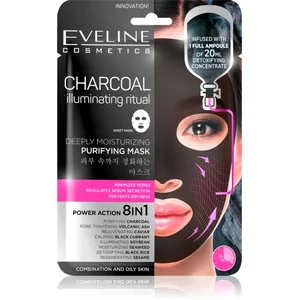 Eveline Cosmetics Charcoal Illuminating Ritual masque en tissu ultra hydratant et purifiant 1 pcs pas cher