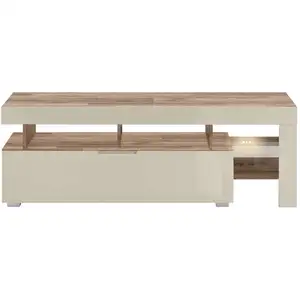 Meuble TV 140 cm SCORE coloris chêne montana/champagne pas cher