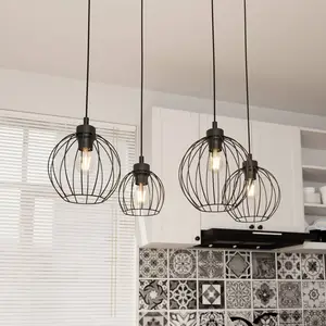 EMIBIG LIGHTING Suspension Nando, 4 lampes, 70 cm, noir, métal, E27Vendu parkaufland