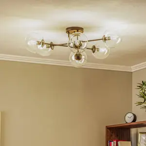Comparateur de prix : EMIBIG LIGHTING Plafonnier Glassy, noir, transparent, verre, 6 lampes,...
