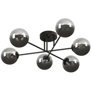EMIBIG LIGHTING Plafonnier Glassy, noir, graphite, verre, 6 lampes, E1... pas cher