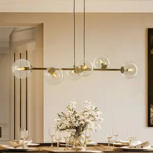 EMIBIG LIGHTING Suspension Glassy, 6 lampes, noir, transparent, verre,... pas cher