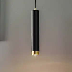 EMIBIG LIGHTING Suspension longue Kumo, noire/dorée 1 lampe pas cher