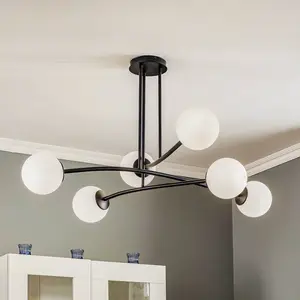 EMIBIG LIGHTING Plafonnier Major noir à six lampes pas cher