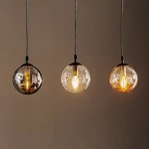 EMIBIG LIGHTING Suspension Glassy, 3 lampes, droite, graphite/ambre/cl... pas cher