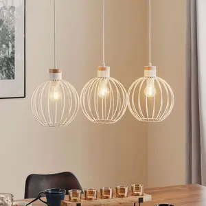 EMIBIG LIGHTING Suspension Barbado, à 3 lampes en blanc pas cher