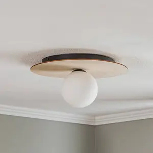 EMIBIG LIGHTING Plafonnier Kenzo, rond, brun/blanc, à 1 lampes pas cher