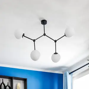 EMIBIG LIGHTING Plafonnier Space, noir/opale, à quatre lampes pas cher