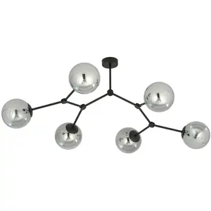 EMIBIG LIGHTING Plafonnier Space, noir/graphite, à six lampes pas cher