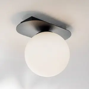EMIBIG LIGHTING Plafonnier Plaza, noir/opale, à une lampe pas cher