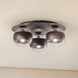 EMIBIG LIGHTING Plafonnier Kenzo, rond, noir/clair, à 3 lampesVendu parkaufland