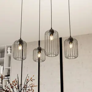 Comparateur de prix : EMIBIG LIGHTING Suspension Vander, 4 lampes, 70 cm, noir, métal, E27