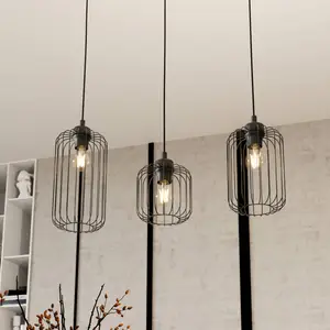 Comparateur de prix : EMIBIG LIGHTING Suspension Vander, 3 lampes, 60 cm, noir, métal, E27