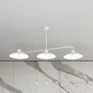 EMIBIG LIGHTING Plafonnier Foster, 3 lampes, 113 cm, blanc, métal, E27 pas cher