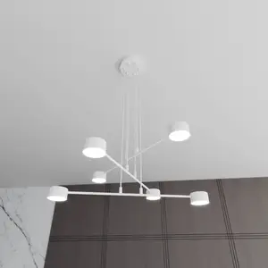 Comparateur de prix : EMIBIG LIGHTING Suspension Modus 6, acier, à 6 lampes, GX 53, blanc