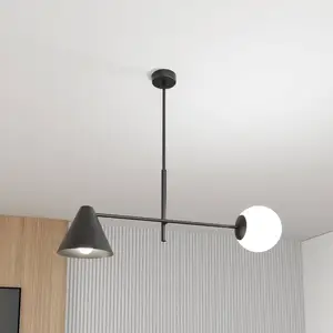 Comparateur de prix : EMIBIG LIGHTING Plafonnier Hermes, 2 lampes, noir, verre, 70 cm, E14