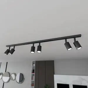 EMIBIG LIGHTING Plafonnier Flash, noir, à 6 lampes, métal pas cher
