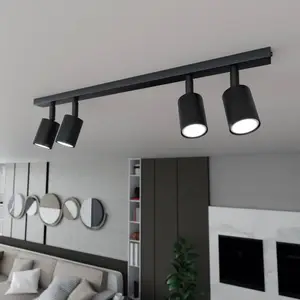 EMIBIG LIGHTING Plafonnier Flash, noir, 4 lampes, métal pas cher