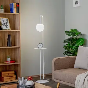 Comparateur de prix : EMIBIG LIGHTING Lampe sur pied Bari, blanc, métal, verre