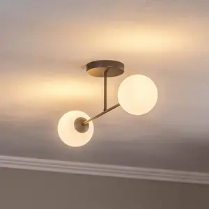 Emibig Lighting Suspension en métal et verre noir, H: 23cm pas cher