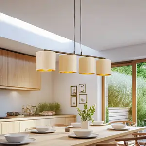 EMIBIG LIGHTING Suspension Jari x4 longue, blanc-doré pas cher
