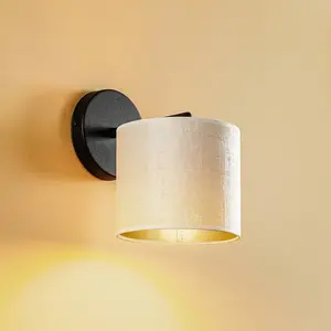 Comparateur de prix : EMIBIG LIGHTING Applique Jari abat-jour tissu, blanc doré