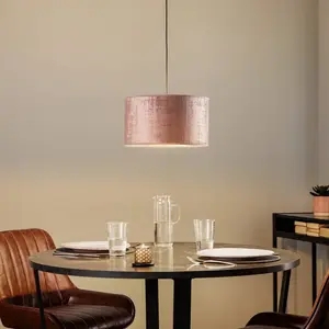 EMIBIG LIGHTING Suspension Jari abat-jour tissu 1 lampe rosé doré pas cher