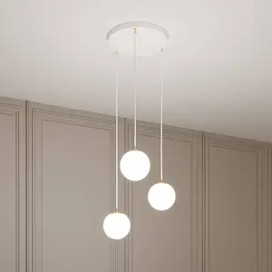 Comparateur de prix : Suspension en métal et verre blanc et doré, H: 100cm