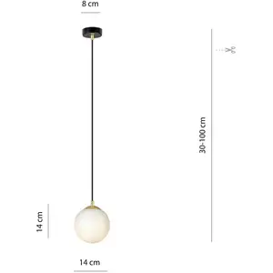 Comparateur de prix : EMIBIG LIGHTING Suspension Royal, blanc opalin/noir, verre, E14