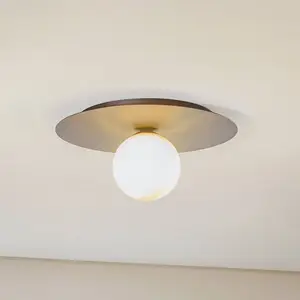 EMIBIG LIGHTING Plafonnier Solar, noir/opale, à une lampe pas cher