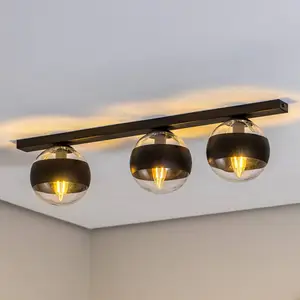 EMIBIG LIGHTING Plafonnier Linear, noir/clair, à 3 lampes pas cher