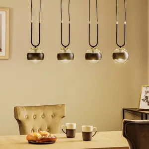 EMIBIG LIGHTING Suspension Linear noire/transparente quatre lampes pas cher