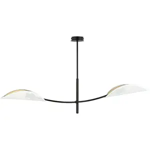 EMIBIG LIGHTING Plafonnier Lotus, noir/blanc/doré, à 2 lampes pas cher