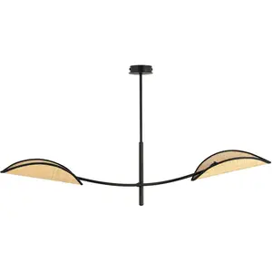 EMIBIG LIGHTING Plafonnier Lotus, noir/aspect rotin, à 2 lampes pas cher