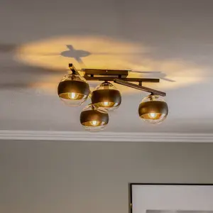 EMIBIG LIGHTING Plafonnier Smart, noir/clair, à 4 lampes pas cher