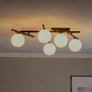 EMIBIG LIGHTING Plafonnier Smart, noir/opale, à 5 lampes pas cher