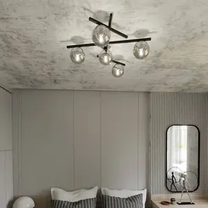 EMIBIG LIGHTING Plafonnier Smart, noir/graphite, à 5 lampes pas cher