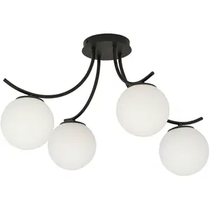 EMIBIG LIGHTING Plafonnier Boston, noir/opale, à 4 lampes pas cher