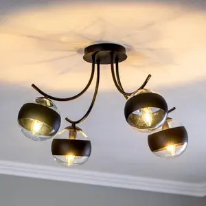 EMIBIG LIGHTING Plafonnier Boston, noir/clair, à 4 lampes pas cher