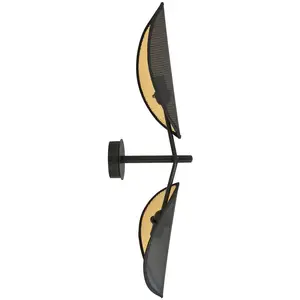 Comparateur de prix : Euluna Applique murale Vene, noir/doré, à 2 lampes