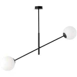 EMIBIG LIGHTING Plafonnier Linear, noir/opale, deux lampes pas cher