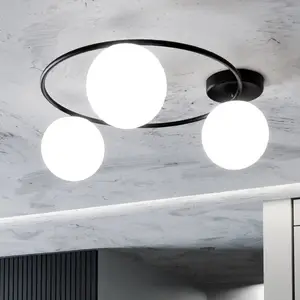 EMIBIG LIGHTING Plafonnier Sopra, blanc opalin/noir, verre, E14Vendu parkaufland