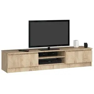 Comparateur de prix : Meuble TV AKORD - Chêne Sonoma - 160 cm - 2 portes - 2 étagères