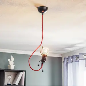 EMIBIG LIGHTING Suspension Bobi 1 en noir, câble rouge, à 1 lampe pas cher