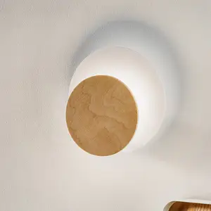 EMIBIG LIGHTING Applique Circle en blanc, plaque déco bois clair pas cher