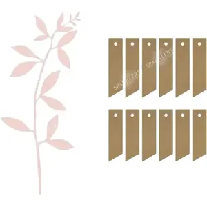 Branche avec décor de feuilles, rose poudré avec étiquettes pas cher