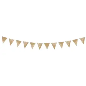 Guirlande Fanion Kraft + Impression Blanche - 2,1 mètres pas cher