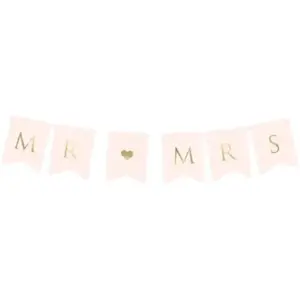 Bannière Mr Mrs, rose clair pas cher