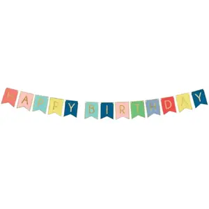 PartyDeco Guirlande Happy Birthday inscription Or  pas cher