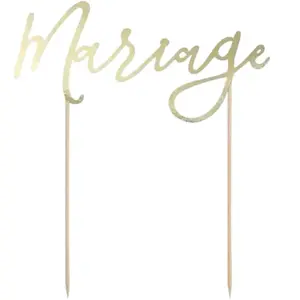 Décoration Gâteau "Mariage", or, 22.5cm pas cher